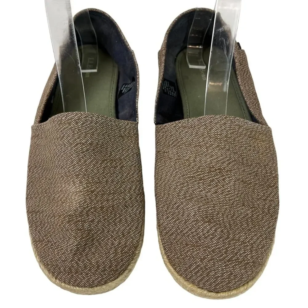 L.L. BEAN Brown Tan Slip On Espadrille Flats Loafers Casual Canvas Shoes sz 7.5